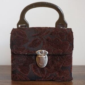 Vintage Antique Handbag Crossbody Velvet Tapestry Fold Over Satchel Unbranded